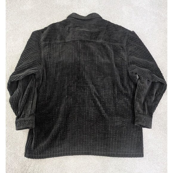 Vibes Mens Corduroy Zip-Up Jacket XL Black Shacket Skater Grunge Shirt - Picture 9 of 9